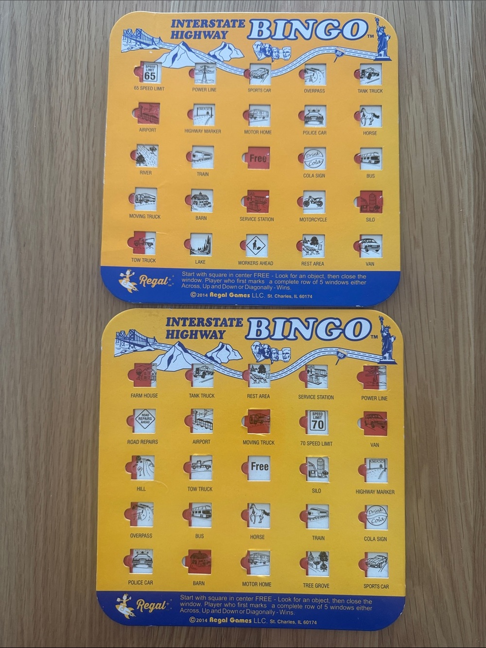 3/$20 Interstate Highway Bingo Game Boards